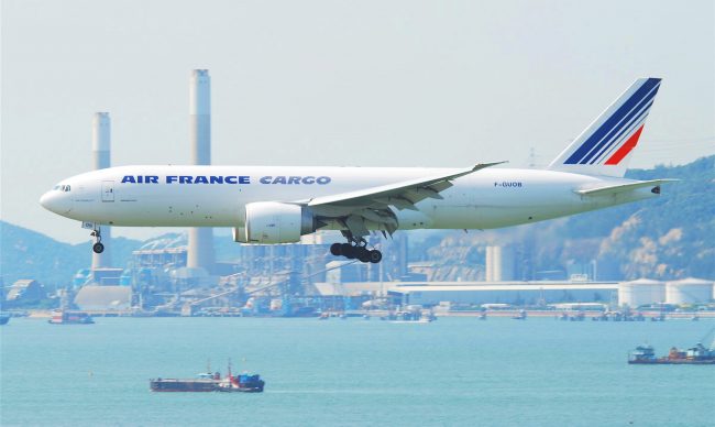"Air France Cargo Boeing 777F; F-GUOB@HKG;04.08.2011 615ws (6260136071)" by Aero Icarus from Zürich, Switzerland - Air France Cargo Boeing 777F; F-GUOB@HKG;04.08.2011/615ws. Licensed under CC BY-SA 2.0 via Wikimedia Commons.