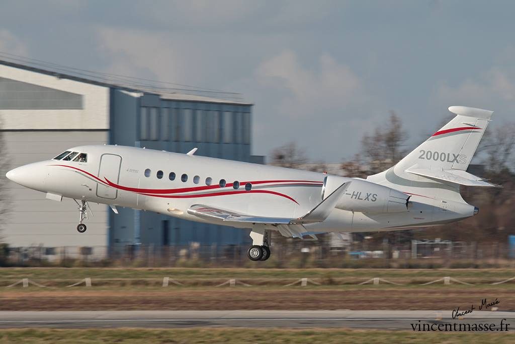 Retour de vol d'un Falcon 2000 LXS à Bordeaux Mérignac