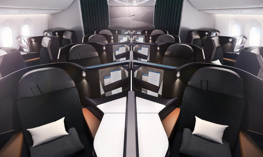 Classe Affaires Westjet, configurée en 1-2-1 avec 16 sièges-lit