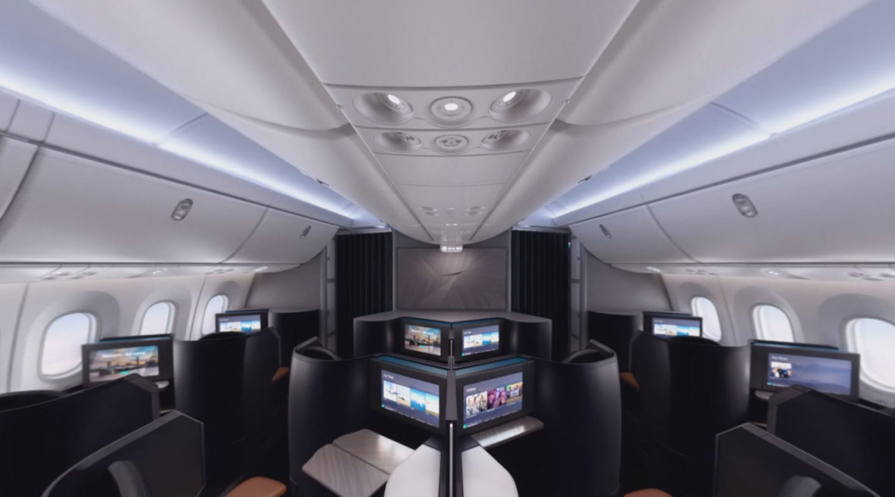 Classe Affaires Westjet, configurée en 1-2-1 avec 16 sièges-lit