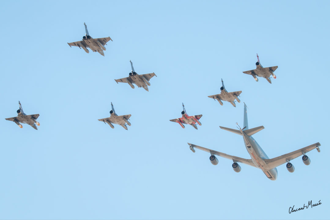 Patrouille de C135FR, 3 Mirage 2000N, 2 Mirage 2000D, 2 Rafale B