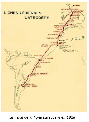 e tracé de la ligne Latécoère en 1928