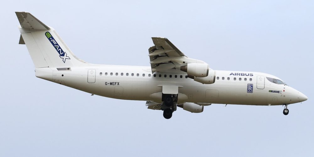 Avro RJ100 G-WEFX Airbus E-FAN X