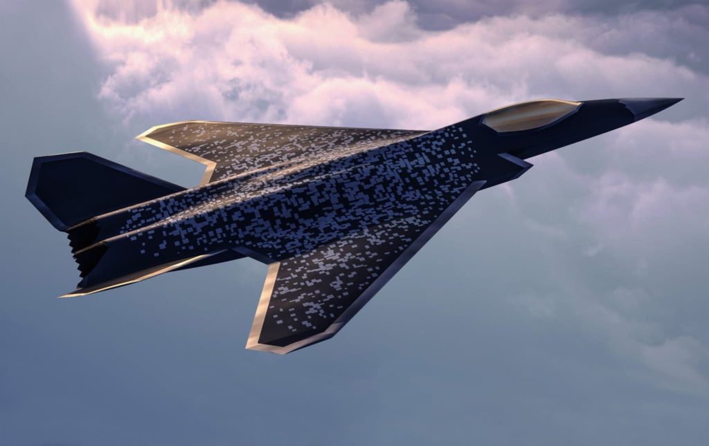 Vue 3D projet de l'avion furtif du programme SCAF