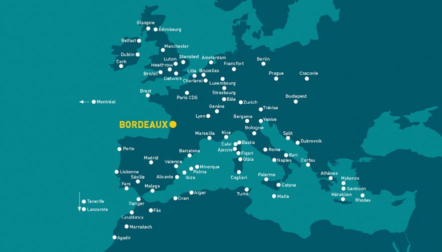 Le réseau de Bordeaux-Mérignac pour l'été 2021